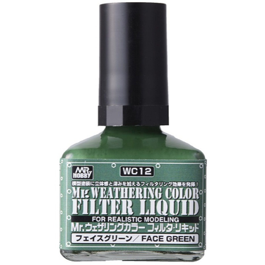 Mr Hobby (Gunze) WC12 Mr Weathering Color Filter Liquid Fade Green Oil Wash 40ml